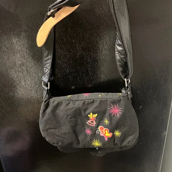 Disney Alice in wonderland that way Black Crossbody Bag with Colorful Graphics - Picture 5 of 7